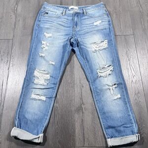 KanCan Womens Ankle‎ Jeans Sz 9 / 28 Medium Wash Cuffed Distressed 90s KC8281M
